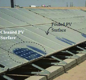 Solar panel with dust accumulation