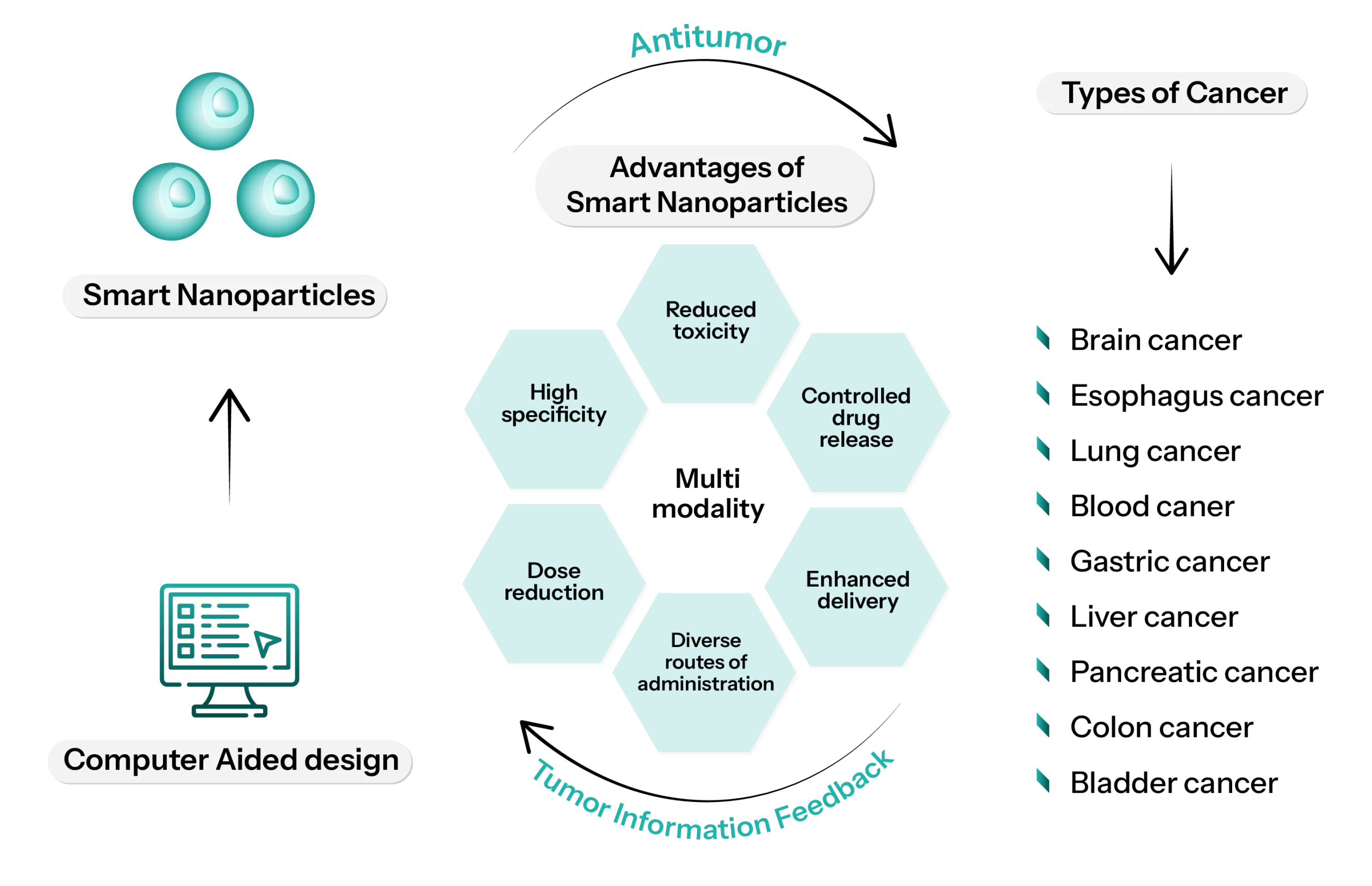 Schematic illustration of Smart nanoparticles for cancer treatment 