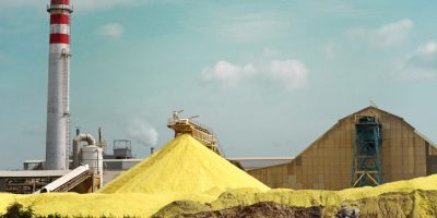 A Yellow Pile of Sulfur Produced in an Industrial Facility